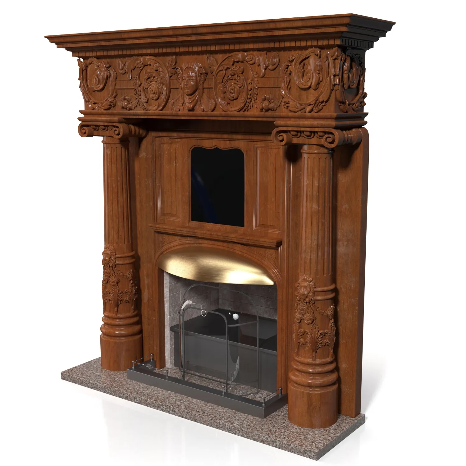Peat Lobby Fireplace 3D Model_04